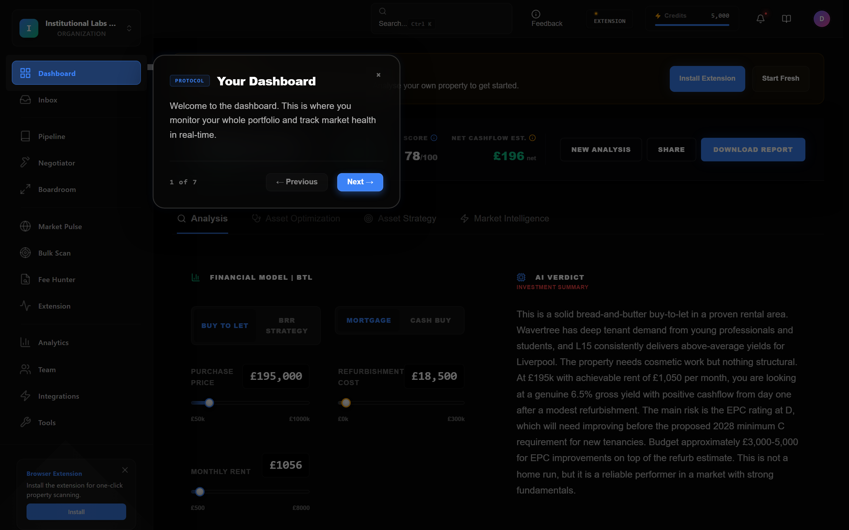 BuildLink property analysis dashboard